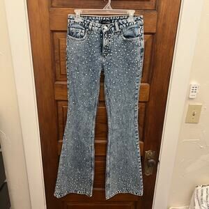 Retrofete Denim Flare Jeans with White Details